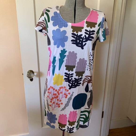 DOOPS Designs Australia Cotton Tshirt Dress S Handmade Ethical Artsy Print Whims - Picture 1 of 6